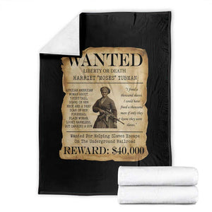 Vintage Harriet Tubman Poster Throw Blanket Wanted For Helping Slaves Escape TS12 Black Print Your Wear