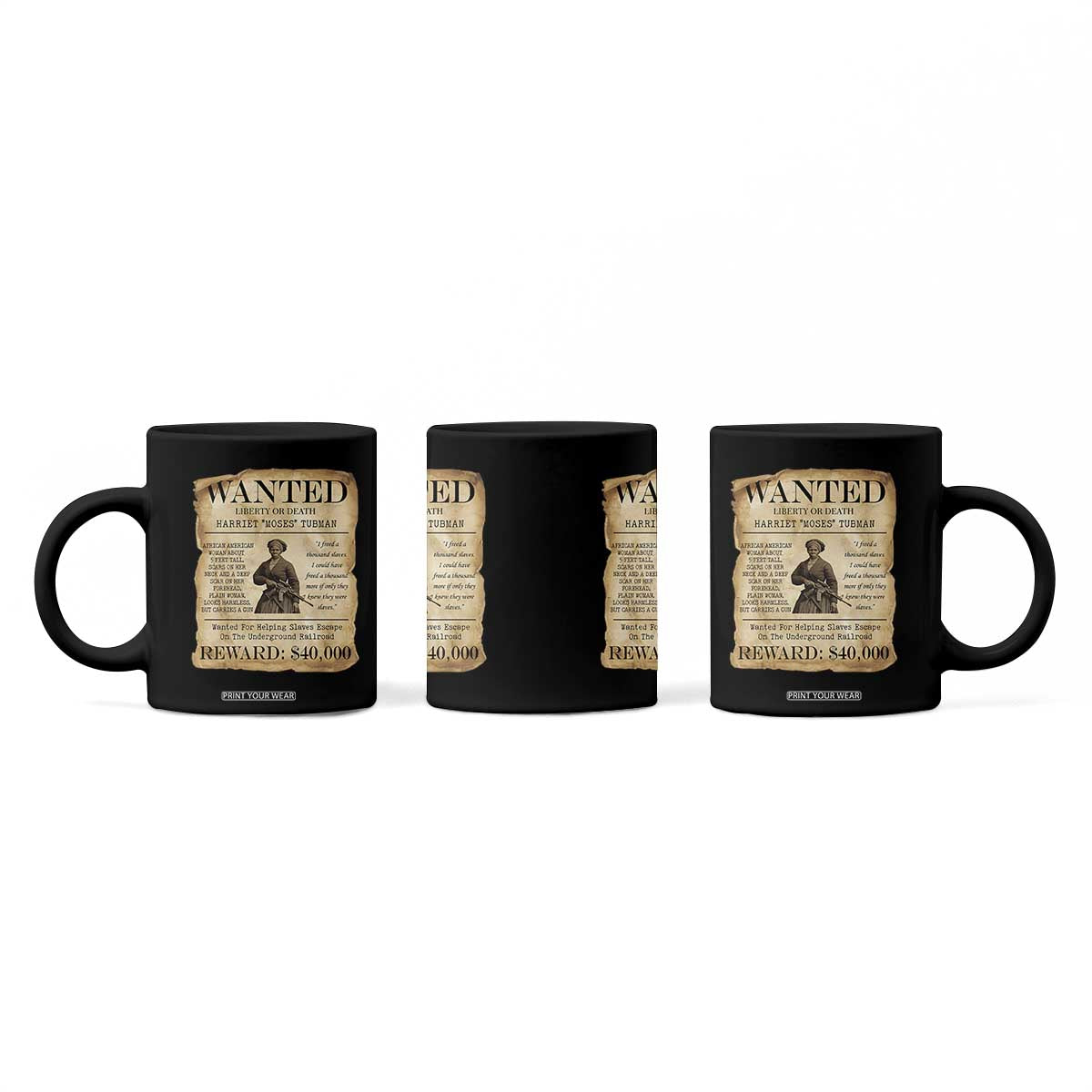Vintage Harriet Tubman Poster Coffee Mug Wanted For Helping Slaves Escape TS12 Print Your Wear
