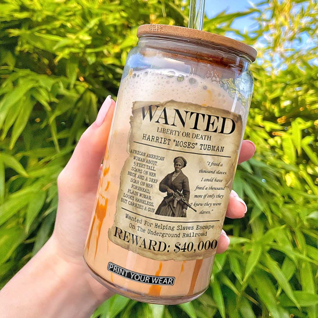 Vintage Harriet Tubman Poster Glass Can Wanted For Helping Slaves Escape TS12 Black Print Your Wear