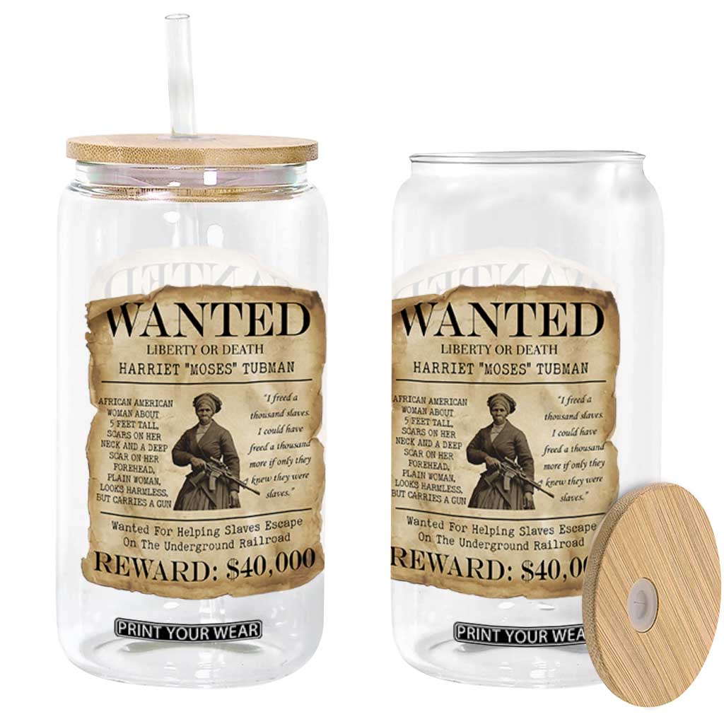 Vintage Harriet Tubman Poster Glass Can Wanted For Helping Slaves Escape TS12 Print Your Wear