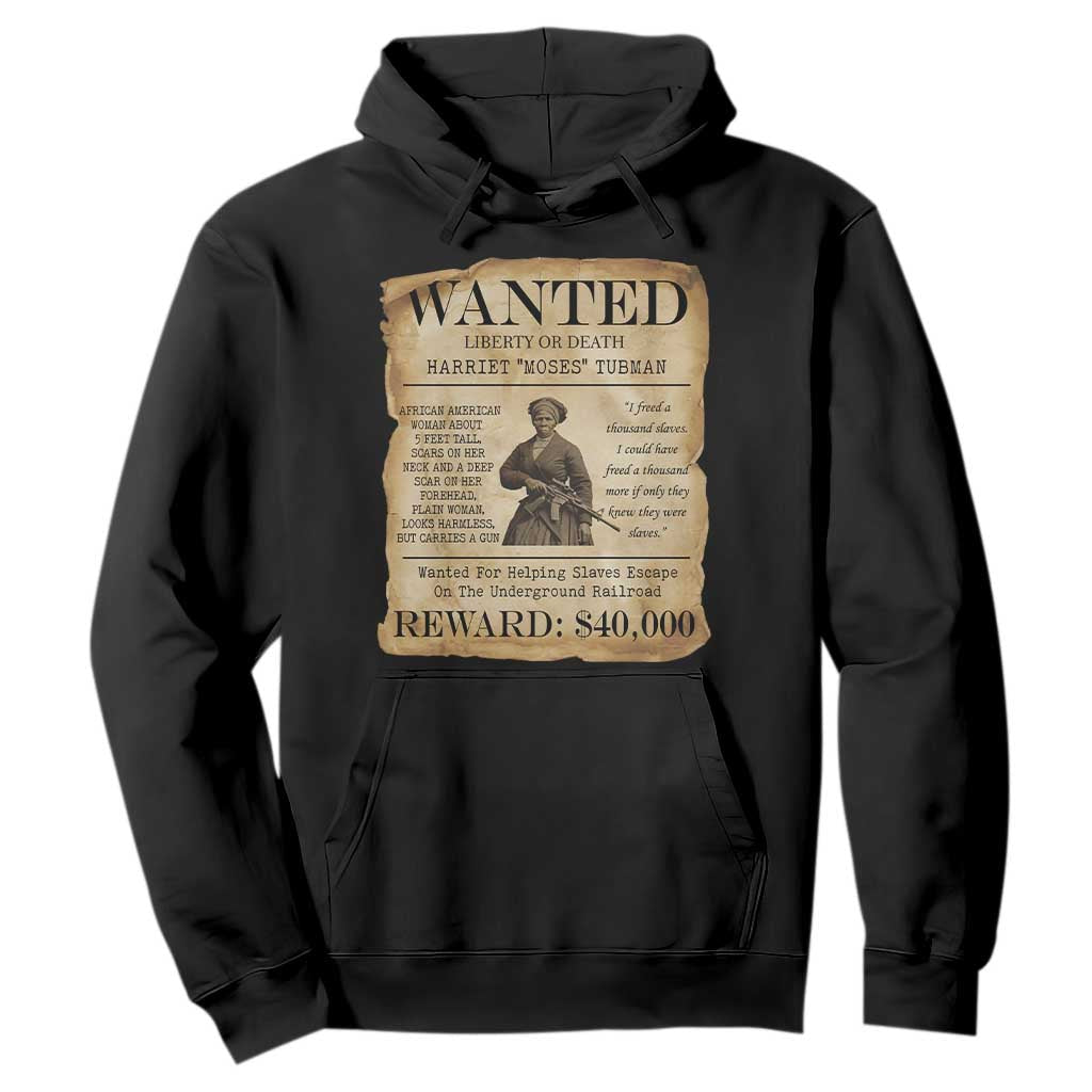 Vintage Harriet Tubman Poster Hoodie Wanted For Helping Slaves Escape TS12 Black Print Your Wear