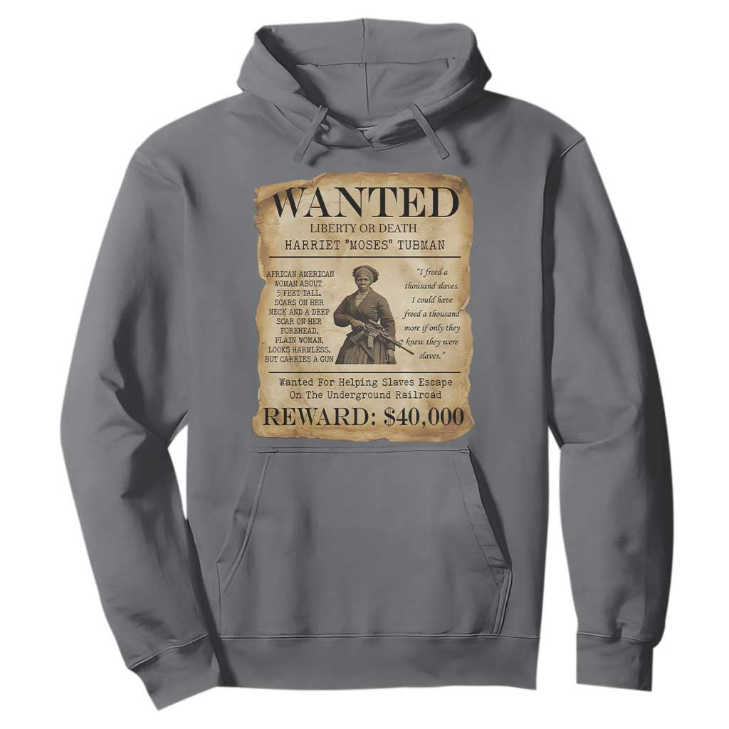 Vintage Harriet Tubman Poster Hoodie Wanted For Helping Slaves Escape TS12 Charcoal Print Your Wear