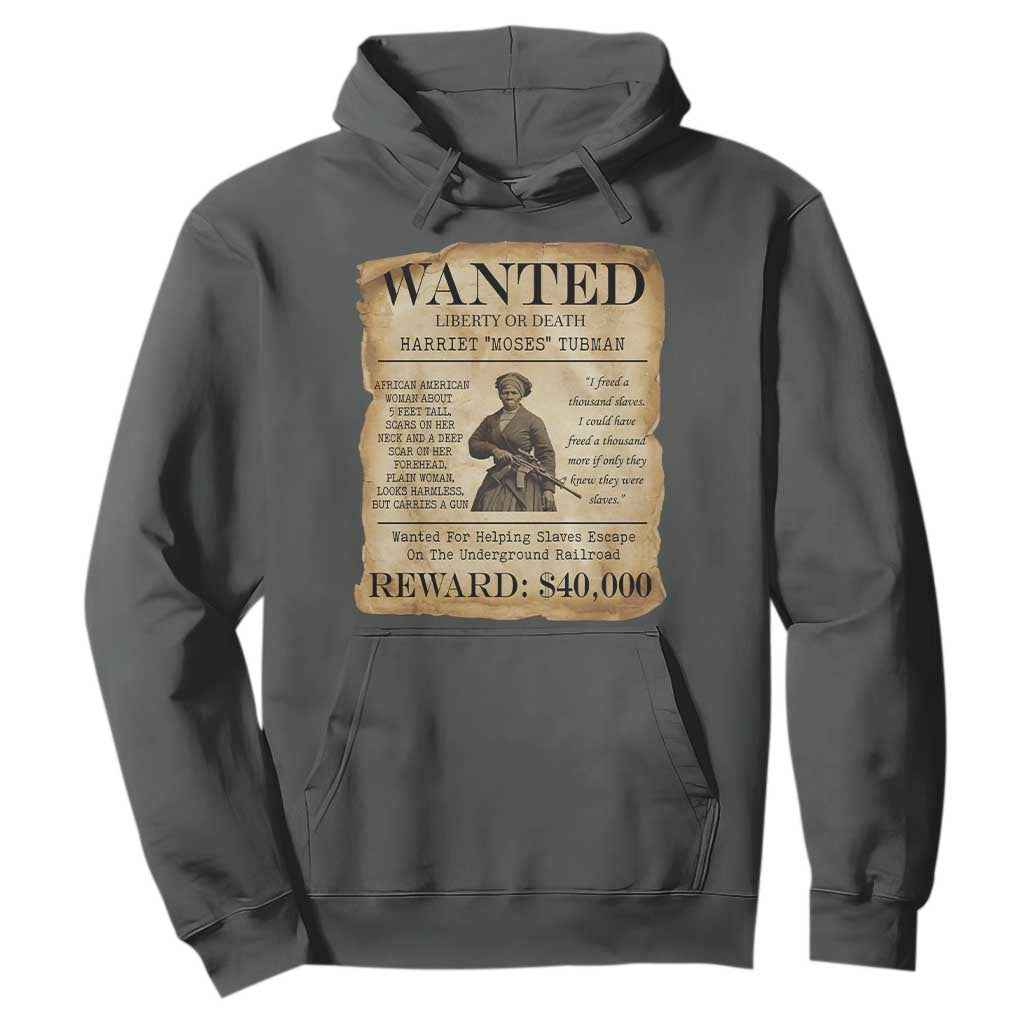 Vintage Harriet Tubman Poster Hoodie Wanted For Helping Slaves Escape TS12 Dark Heather Print Your Wear