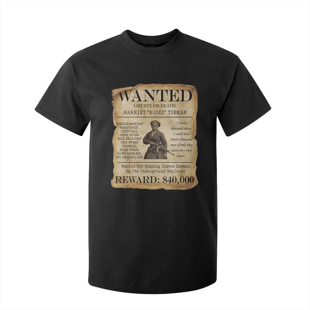 Vintage Harriet Tubman Poster T Shirt For Kid Wanted For Helping Slaves Escape TS12 Black Print Your Wear