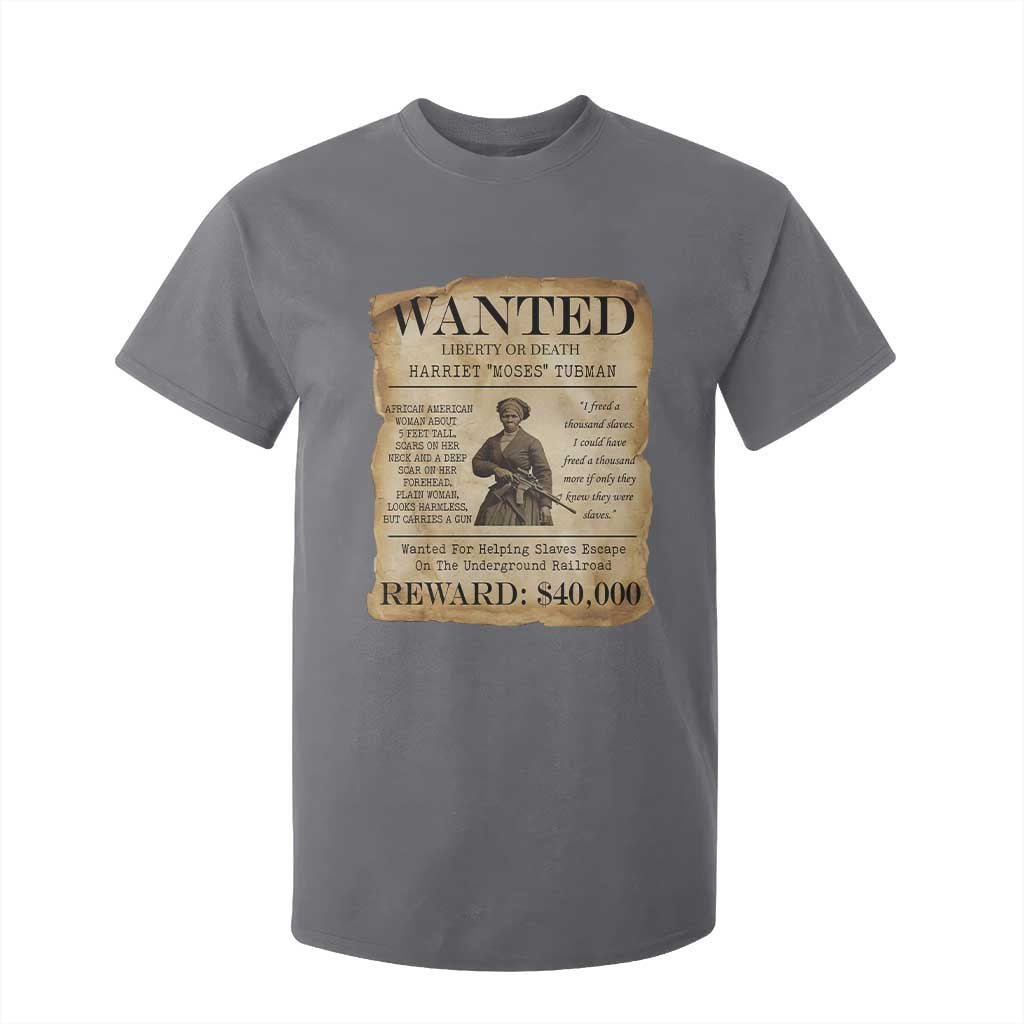 Vintage Harriet Tubman Poster T Shirt For Kid Wanted For Helping Slaves Escape TS12 Charcoal Print Your Wear