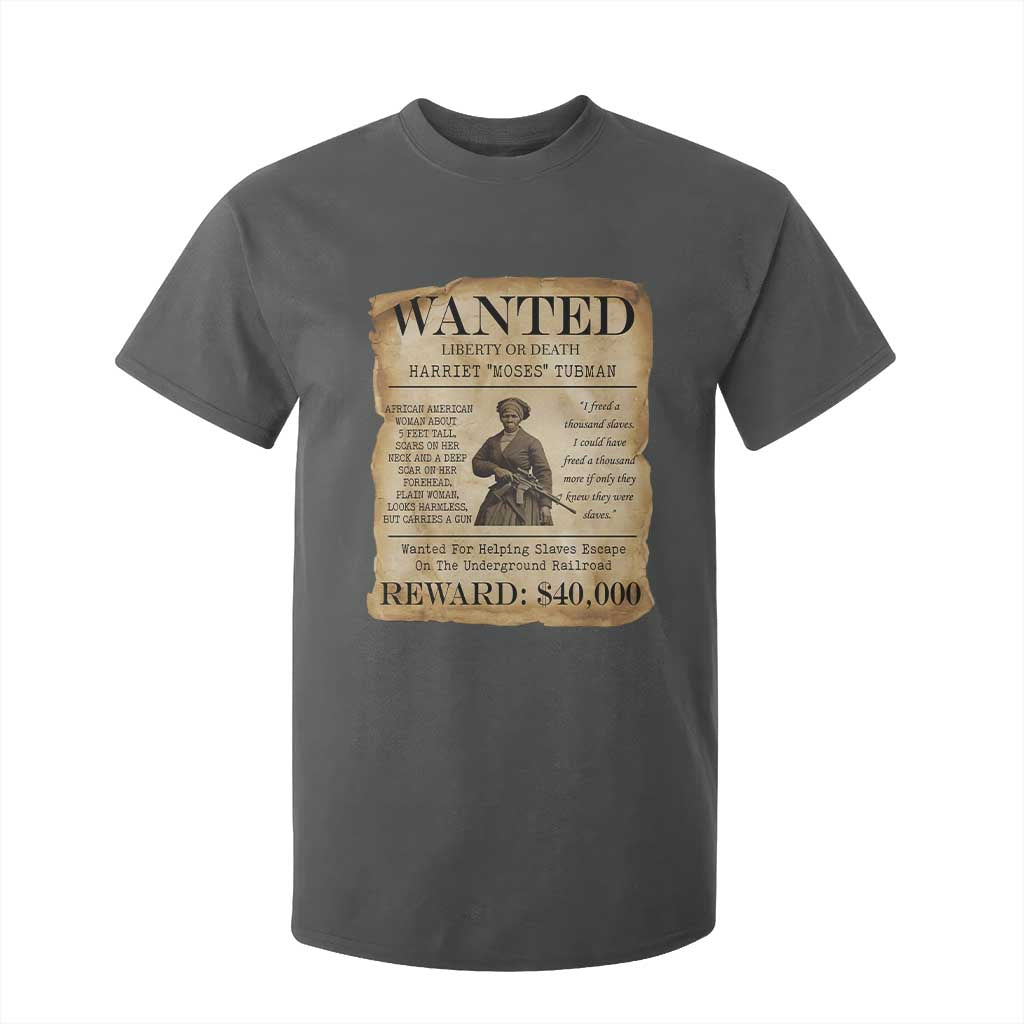 Vintage Harriet Tubman Poster T Shirt For Kid Wanted For Helping Slaves Escape TS12 Dark Heather Print Your Wear