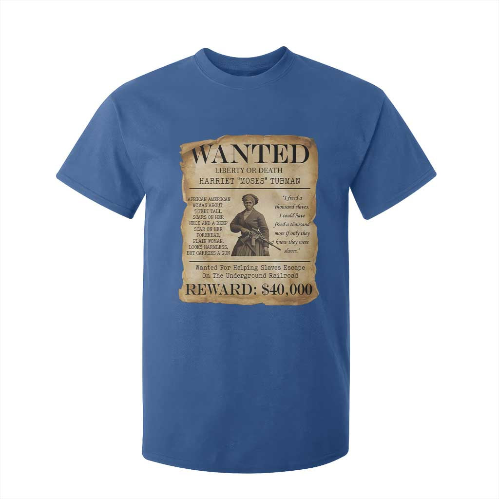 Vintage Harriet Tubman Poster T Shirt For Kid Wanted For Helping Slaves Escape TS12 Royal Blue Print Your Wear