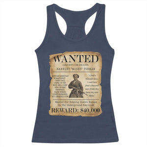 Vintage Harriet Tubman Poster Racerback Tank Top Wanted For Helping Slaves Escape TS12 Navy Print Your Wear