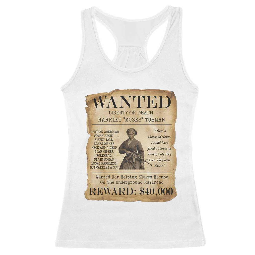 Vintage Harriet Tubman Poster Racerback Tank Top Wanted For Helping Slaves Escape TS12 White Print Your Wear