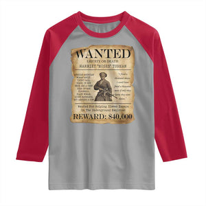 Vintage Harriet Tubman Poster Raglan Shirt Wanted For Helping Slaves Escape TS12 Sport Gray Red Print Your Wear