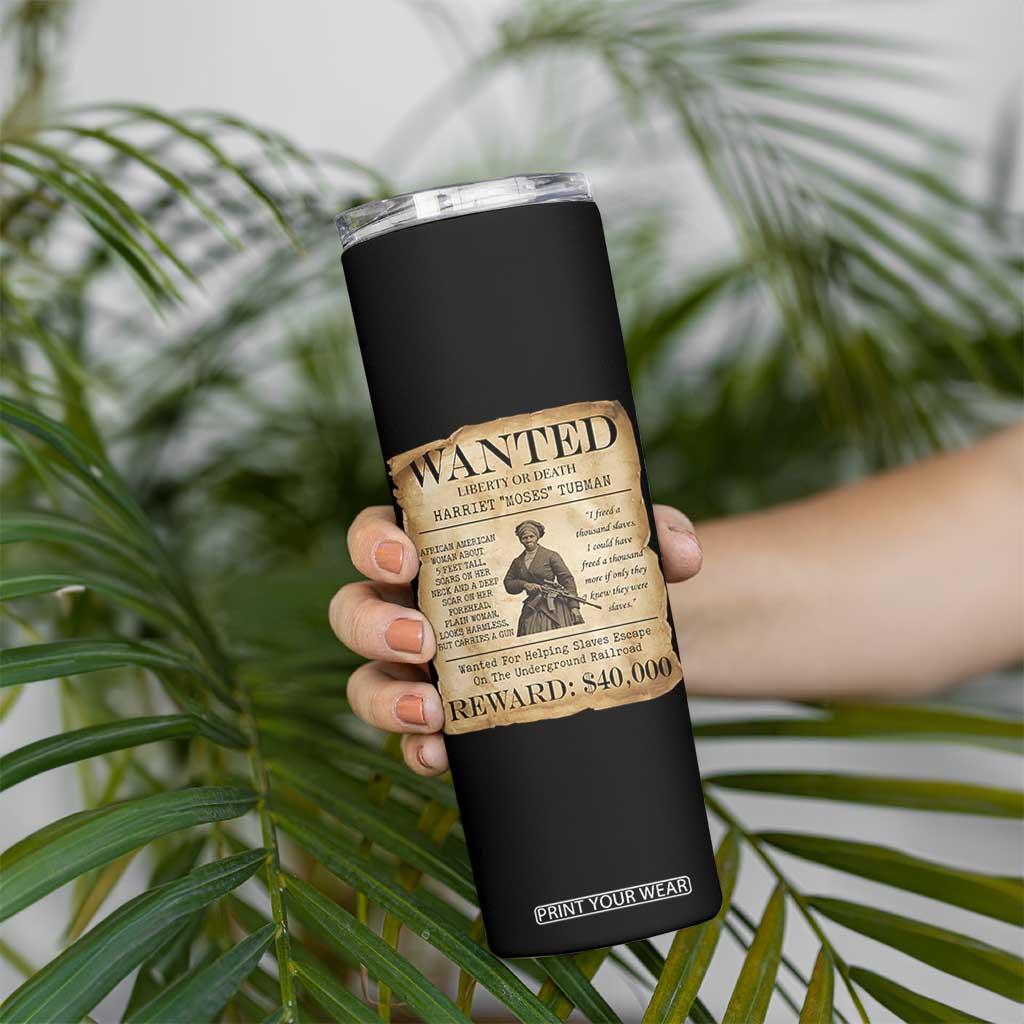 Vintage Harriet Tubman Poster Skinny Tumbler Wanted For Helping Slaves Escape TS12 Print Your Wear