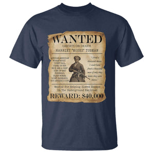 Vintage Harriet Tubman Poster T Shirt Wanted For Helping Slaves Escape TS12 Navy Print Your Wear