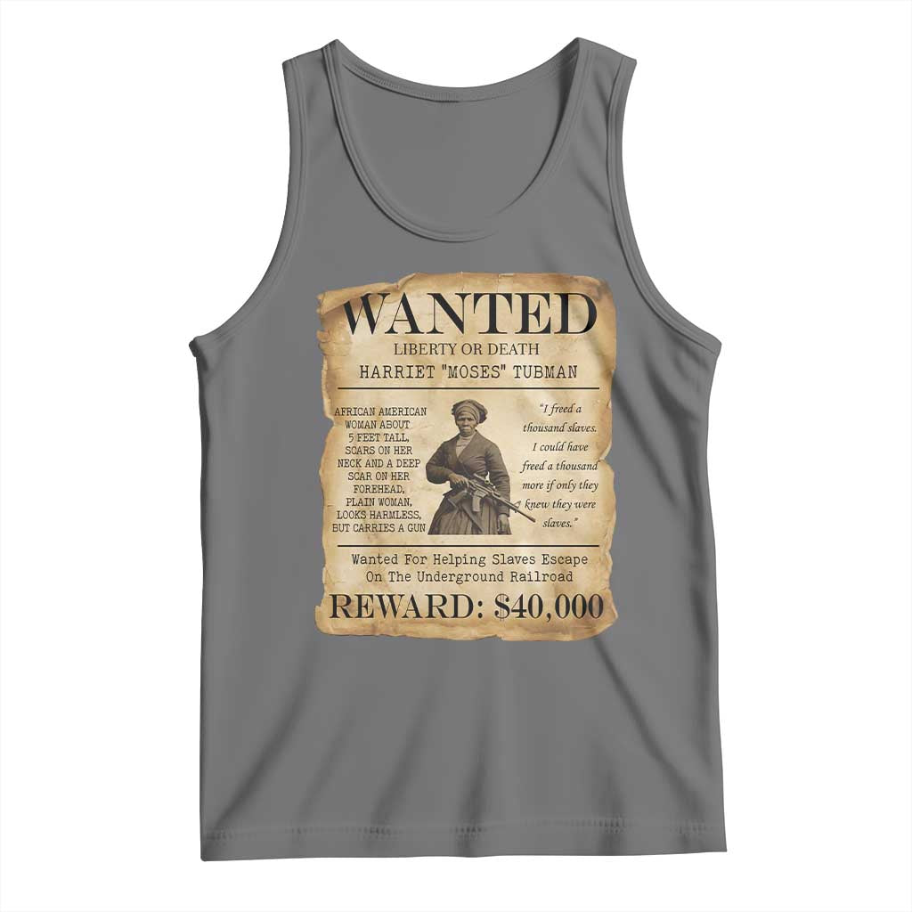 Vintage Harriet Tubman Poster Tank Top Wanted For Helping Slaves Escape TS12 Black Heather Print Your Wear