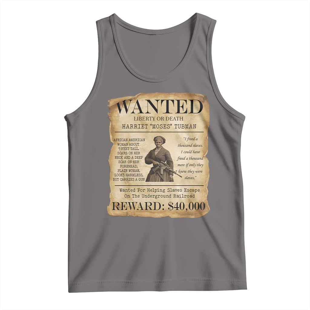 Vintage Harriet Tubman Poster Tank Top Wanted For Helping Slaves Escape TS12 Deep Heather Print Your Wear