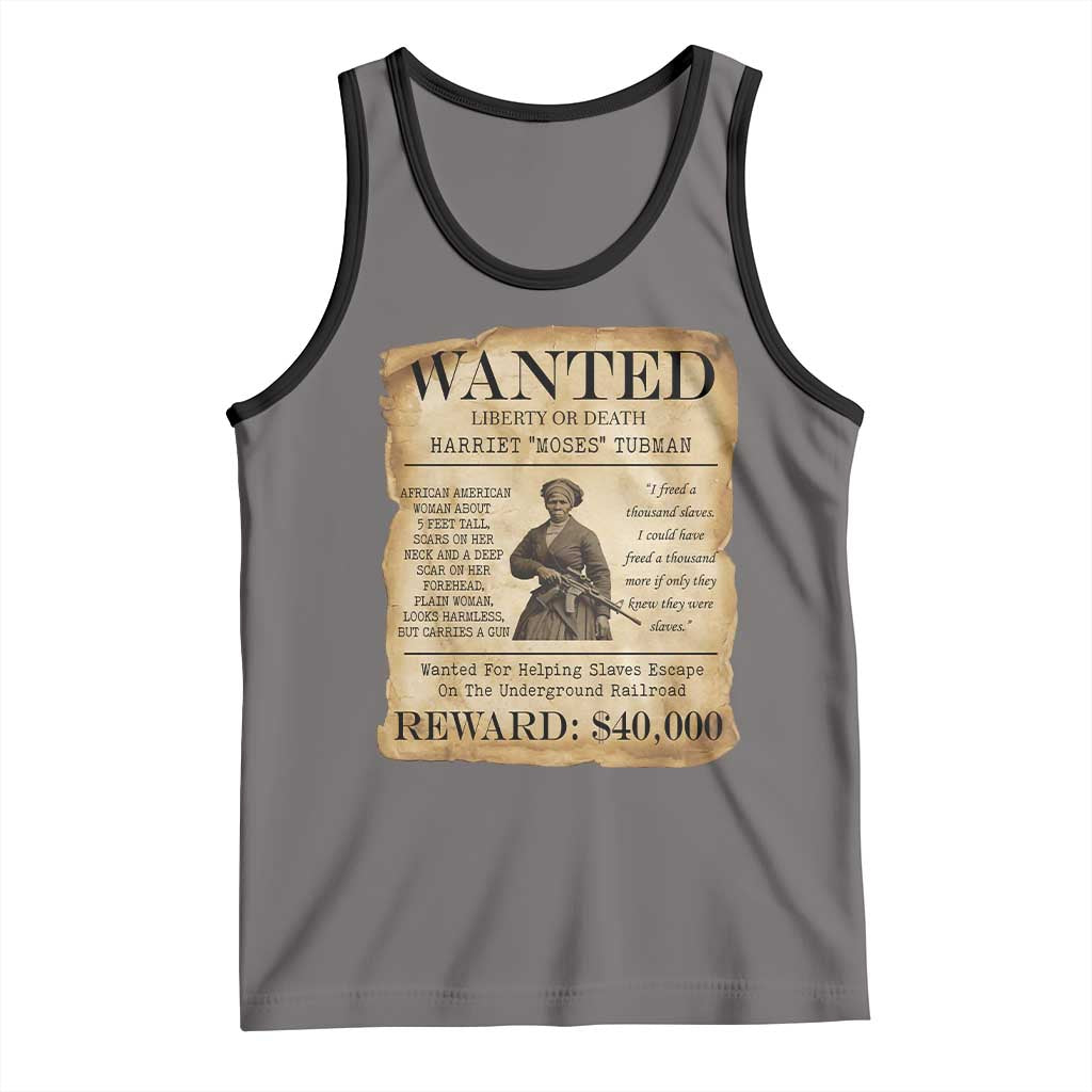 Vintage Harriet Tubman Poster Tank Top Wanted For Helping Slaves Escape TS12 Deep Heather Black Print Your Wear