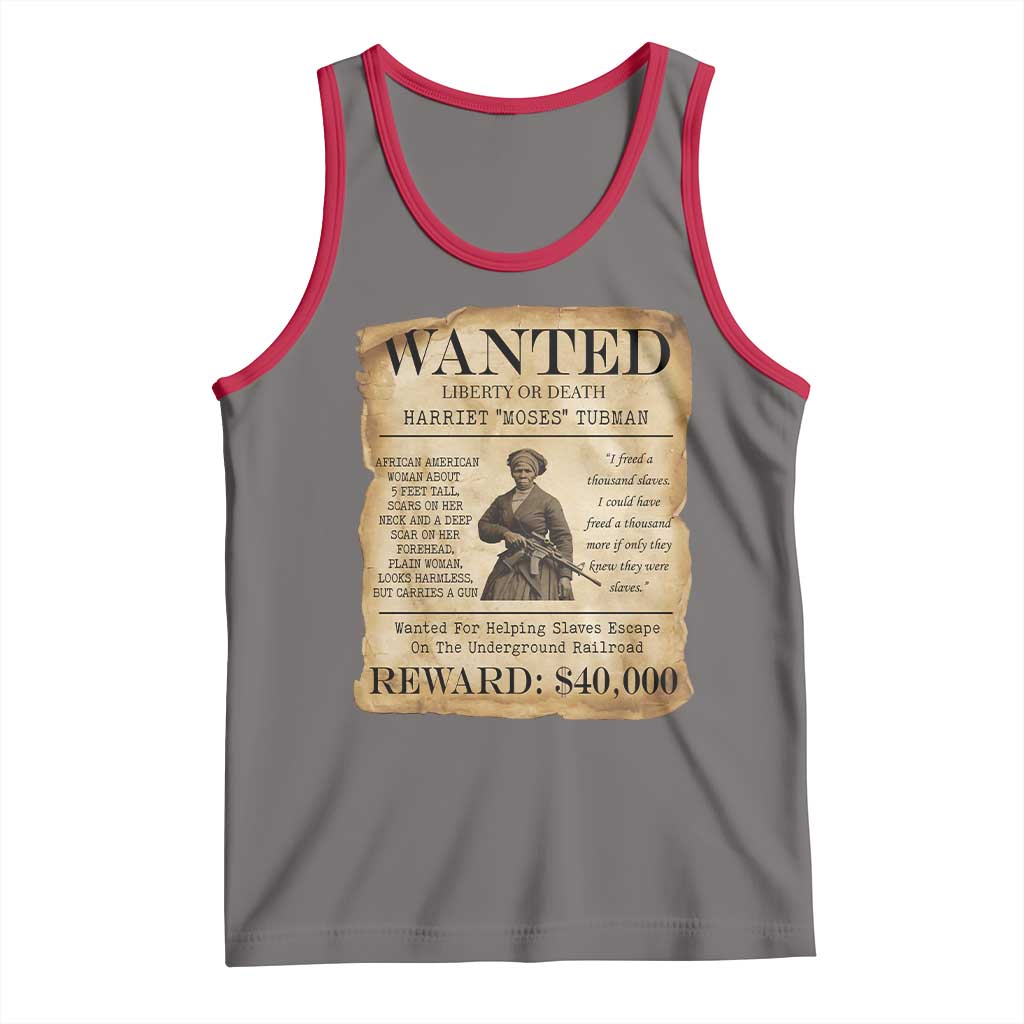 Vintage Harriet Tubman Poster Tank Top Wanted For Helping Slaves Escape TS12 Deep Heather Red Print Your Wear