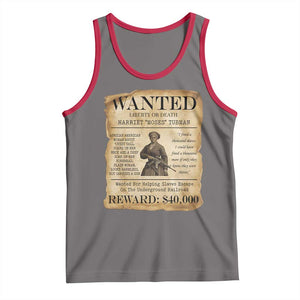 Vintage Harriet Tubman Poster Tank Top Wanted For Helping Slaves Escape TS12 Deep Heather Red Print Your Wear