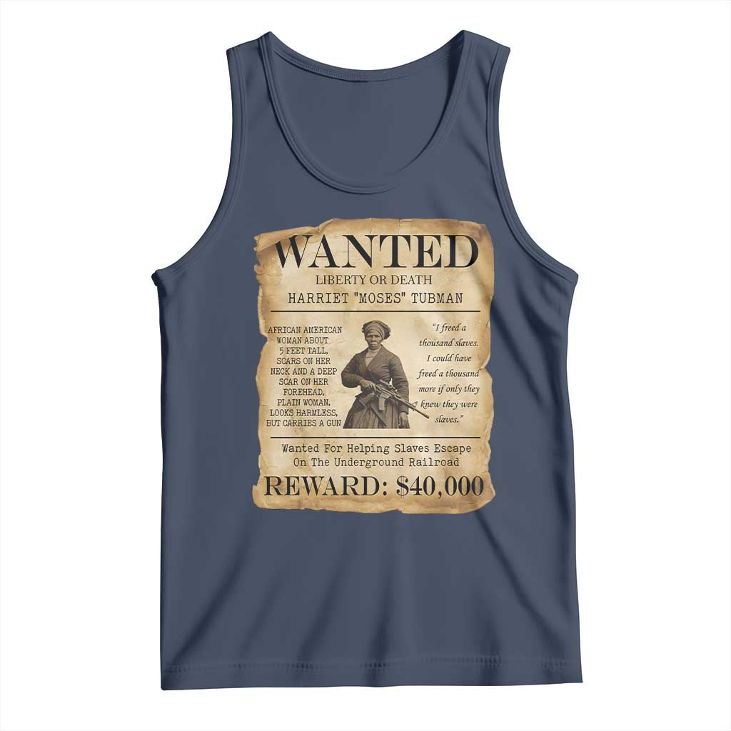 Vintage Harriet Tubman Poster Tank Top Wanted For Helping Slaves Escape TS12 Navy Print Your Wear