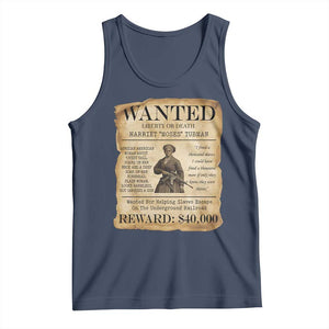 Vintage Harriet Tubman Poster Tank Top Wanted For Helping Slaves Escape TS12 Navy Print Your Wear