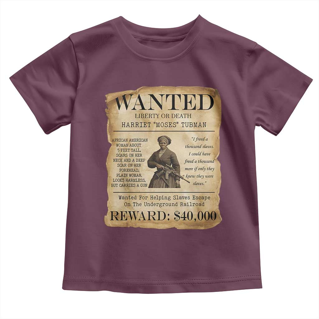 Vintage Harriet Tubman Poster Toddler T Shirt Wanted For Helping Slaves Escape TS12 Maroon Print Your Wear