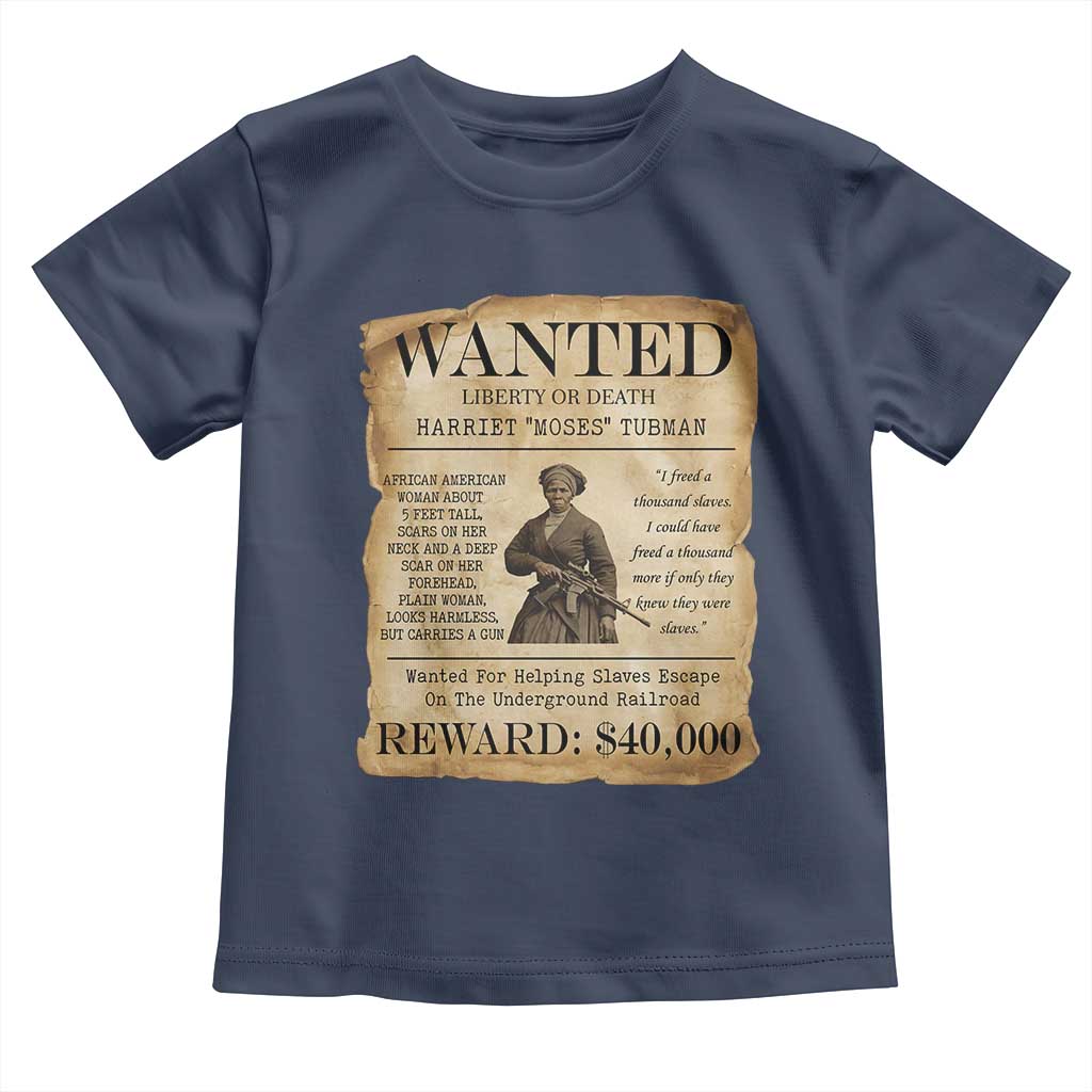 Vintage Harriet Tubman Poster Toddler T Shirt Wanted For Helping Slaves Escape TS12 Navy Print Your Wear
