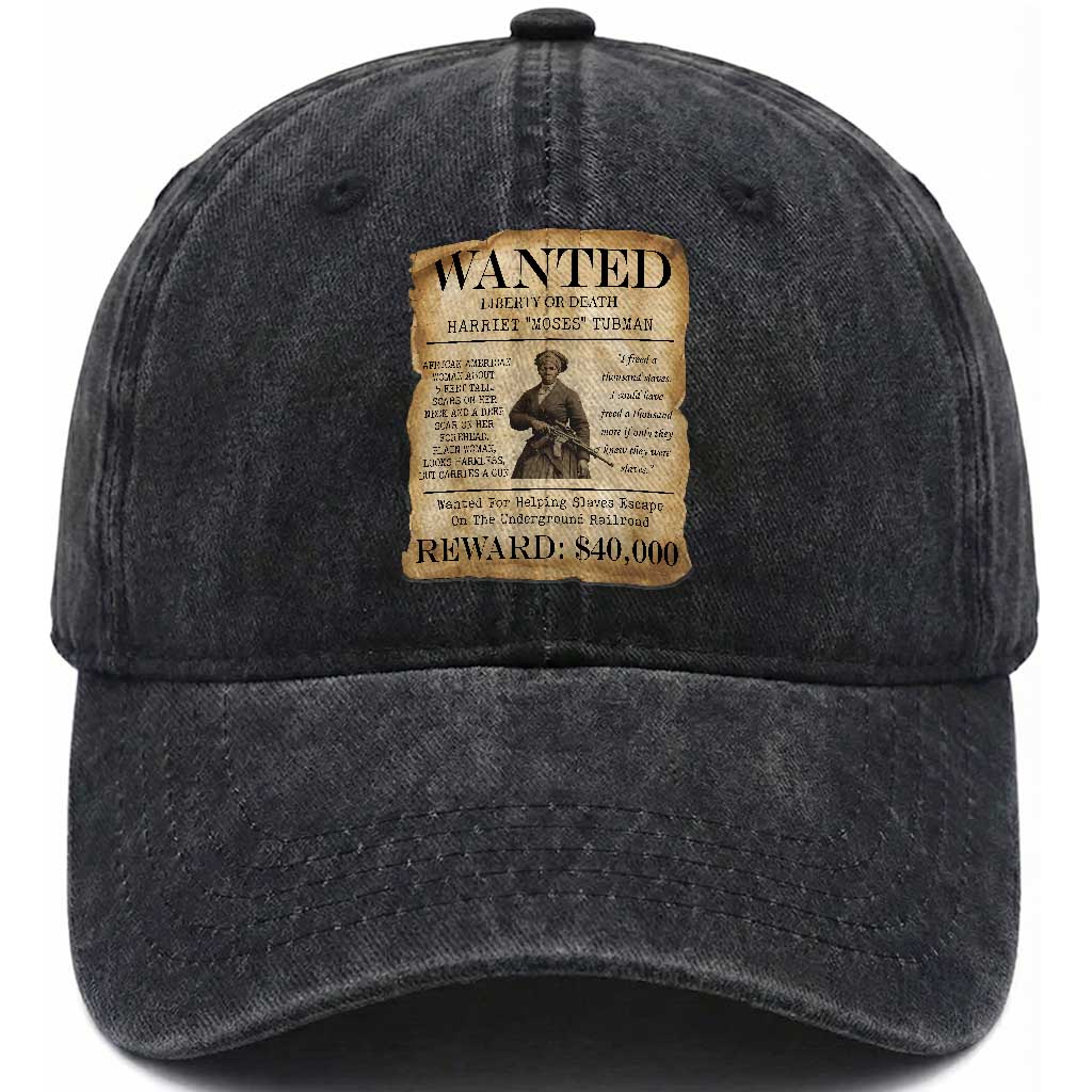 Vintage Harriet Tubman Poster Washed Cotton Baseball Cap Wanted For Helping Slaves Escape TS12 Print Your Wear