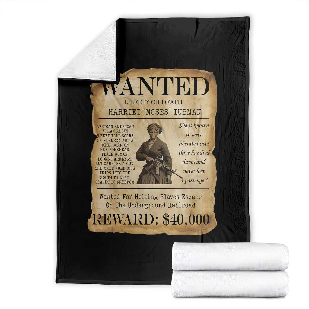 Harriet Tubman Wanted Reward Poster Throw Blanket Liberty Or Death TS12 Black Print Your Wear