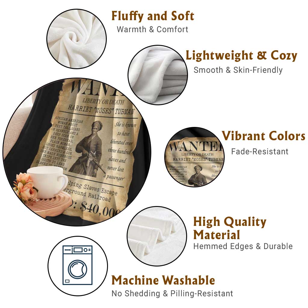 Harriet Tubman Wanted Reward Poster Throw Blanket Liberty Or Death TS12 Print Your Wear