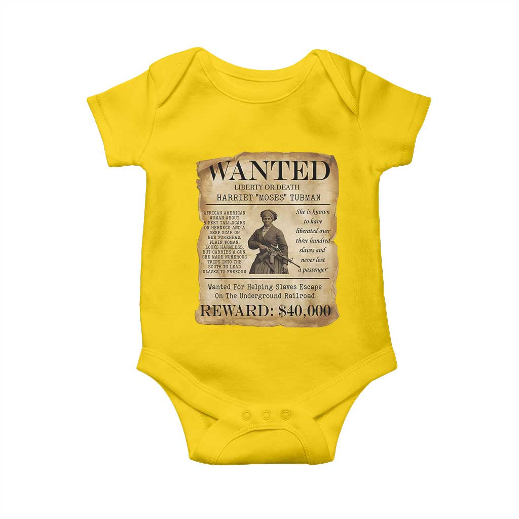 Harriet Tubman Wanted Reward Poster Baby Onesie Liberty Or Death TS12 Daisy Print Your Wear