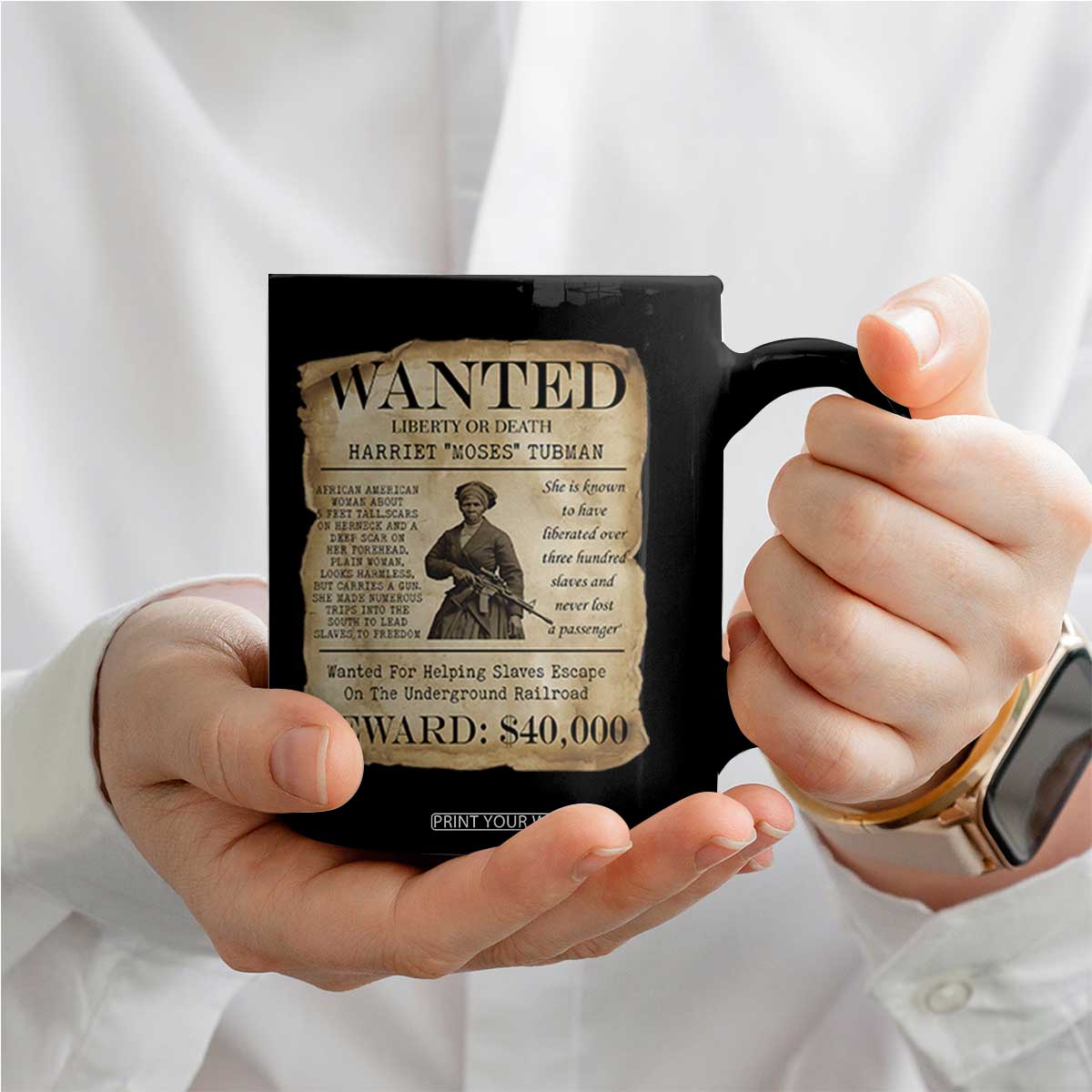Harriet Tubman Wanted Reward Poster Coffee Mug Liberty Or Death TS12 Print Your Wear