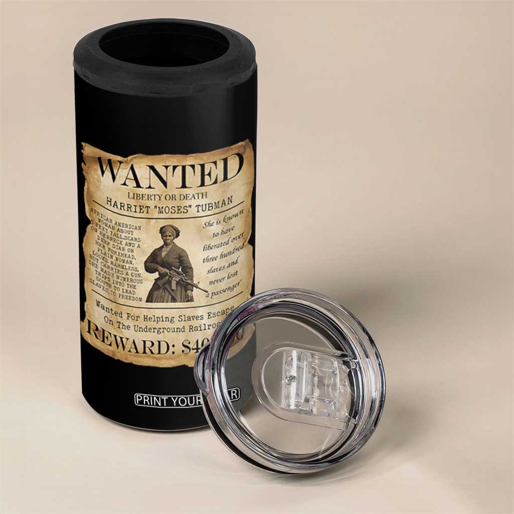 Harriet Tubman Wanted Reward Poster 4 in 1 Can Cooler Tumbler Liberty Or Death TS12 Print Your Wear