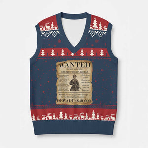 Harriet Tubman Wanted Reward Poster V-Neck Knit Sweater Vest Liberty Or Death TS12 Navy Red Print Your Wear