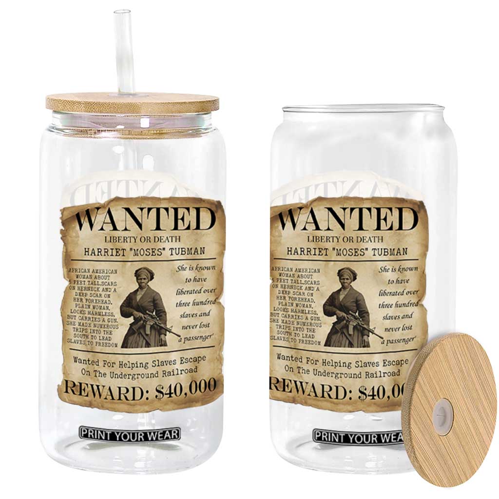 Harriet Tubman Wanted Reward Poster Glass Can Liberty Or Death TS12 Print Your Wear