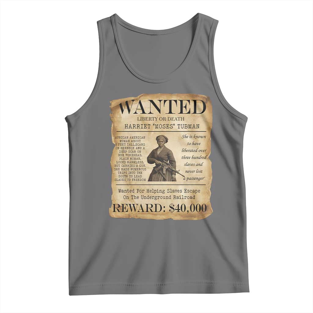 Harriet Tubman Wanted Reward Poster Tank Top Liberty Or Death TS12 Black Heather Print Your Wear
