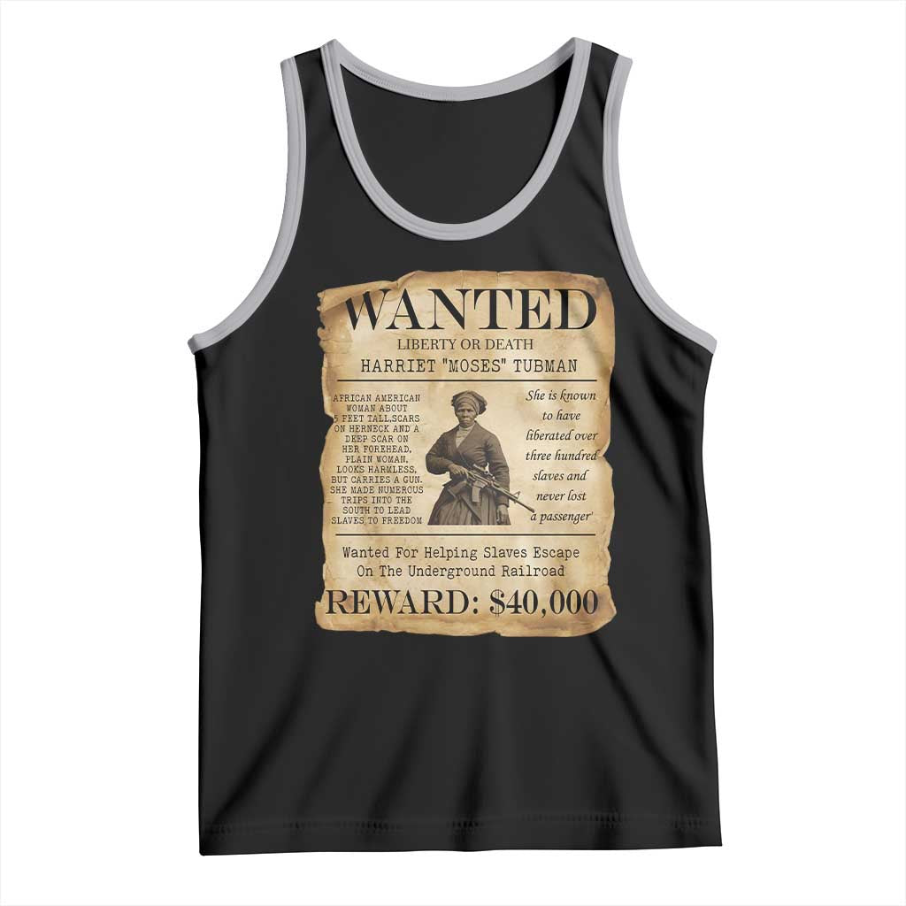 Harriet Tubman Wanted Reward Poster Tank Top Liberty Or Death TS12 Black Athletic Heather Print Your Wear