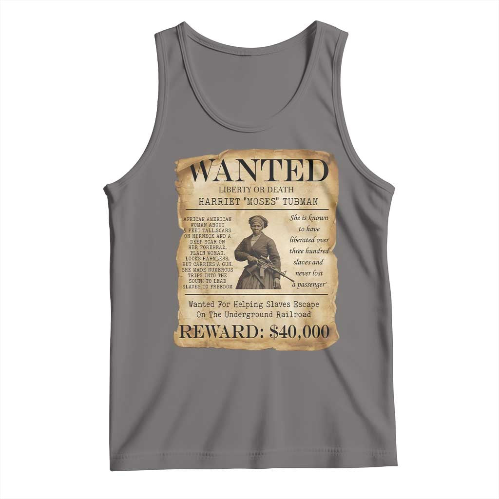 Harriet Tubman Wanted Reward Poster Tank Top Liberty Or Death TS12 Deep Heather Print Your Wear