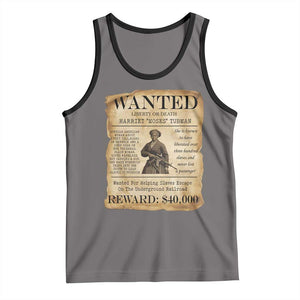 Harriet Tubman Wanted Reward Poster Tank Top Liberty Or Death TS12 Deep Heather Black Print Your Wear