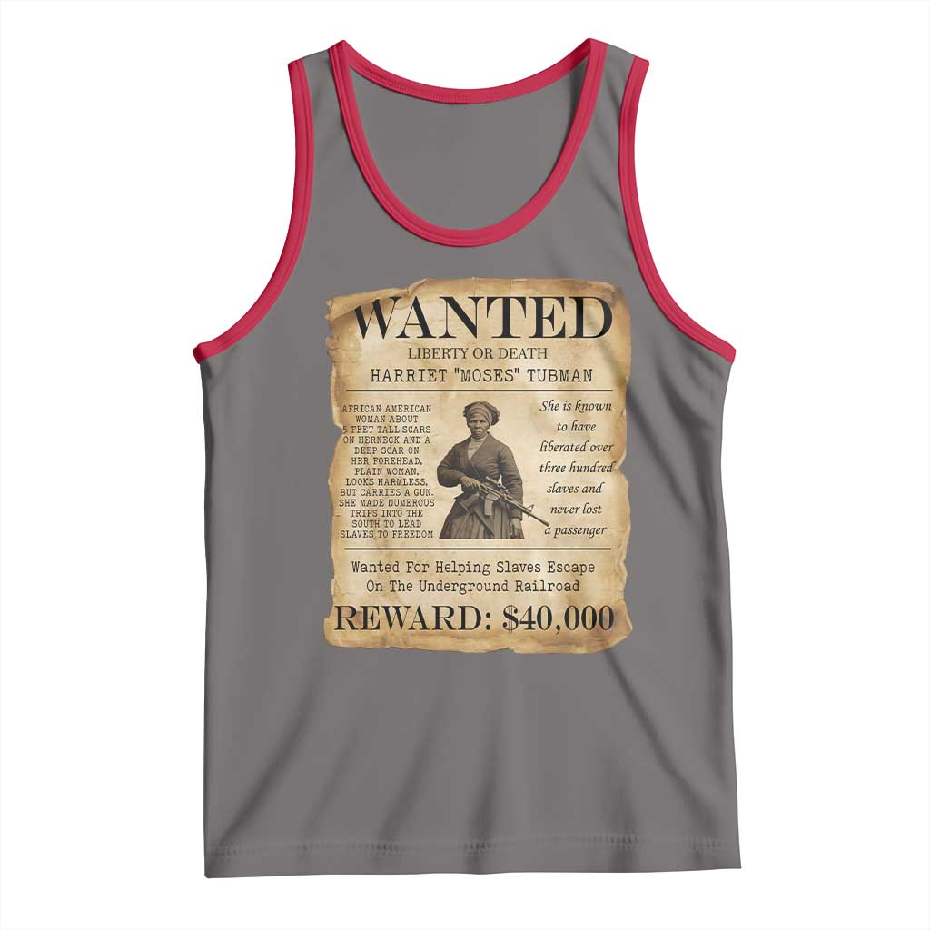 Harriet Tubman Wanted Reward Poster Tank Top Liberty Or Death TS12 Deep Heather Red Print Your Wear