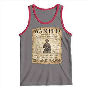 Harriet Tubman Wanted Reward Poster Tank Top Liberty Or Death TS12 Deep Heather Red Print Your Wear
