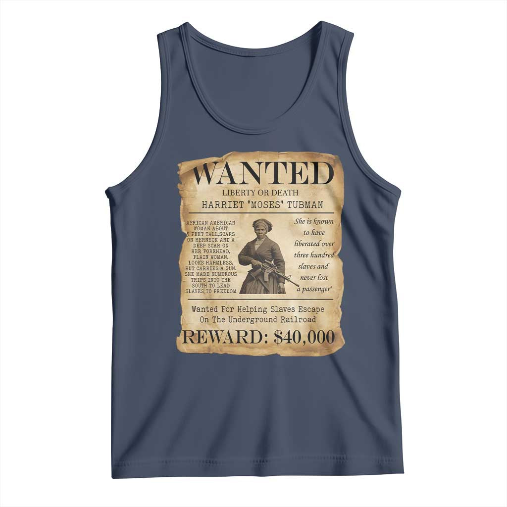 Harriet Tubman Wanted Reward Poster Tank Top Liberty Or Death TS12 Navy Print Your Wear