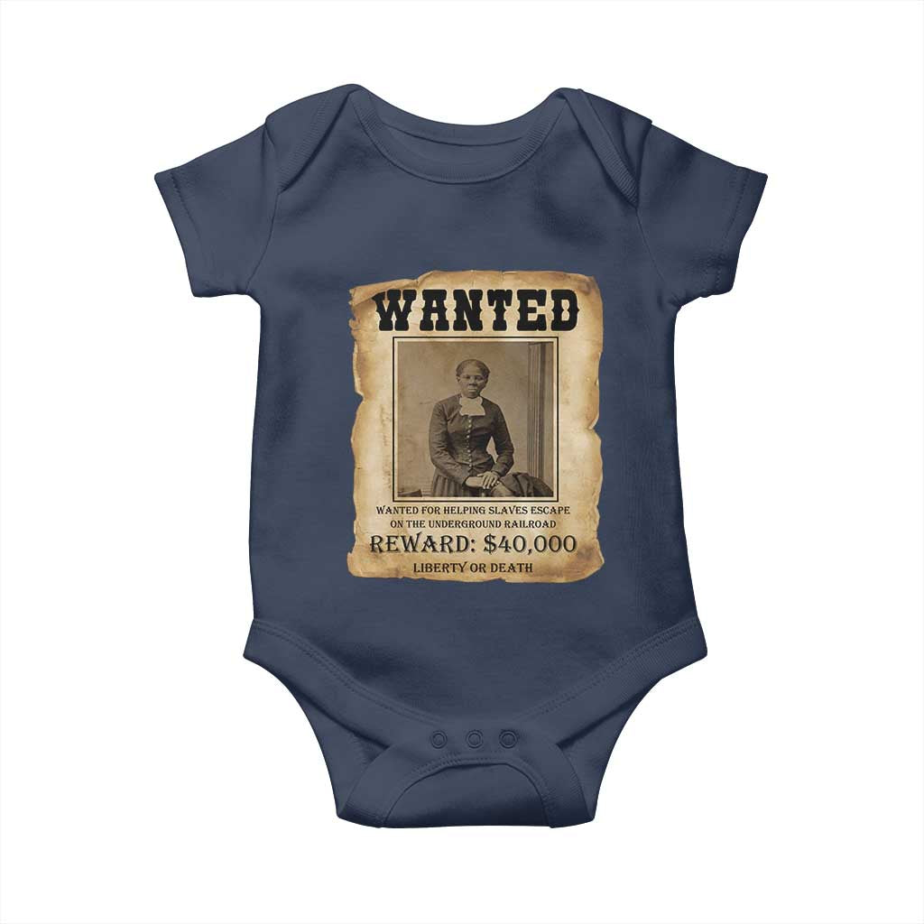 Harriet Tubman Wanted Reward Poster Baby Onesie Freedom Or Death TS12 Navy Print Your Wear