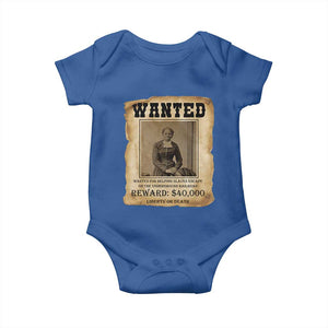 Harriet Tubman Wanted Reward Poster Baby Onesie Freedom Or Death TS12 Royal Blue Print Your Wear