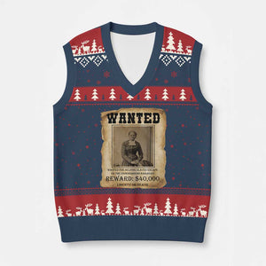 Harriet Tubman Wanted Reward Poster V-Neck Knit Sweater Vest Freedom Or Death TS12 Navy Red Print Your Wear