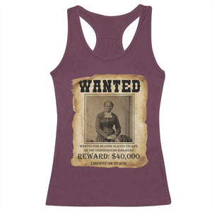 Harriet Tubman Wanted Reward Poster Racerback Tank Top Freedom Or Death TS12 Maroon Print Your Wear