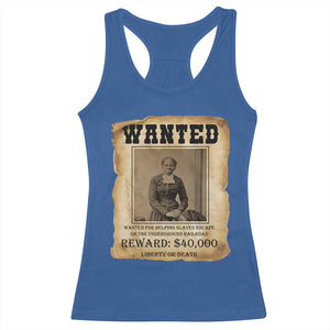 Harriet Tubman Wanted Reward Poster Racerback Tank Top Freedom Or Death TS12 Royal Blue Print Your Wear
