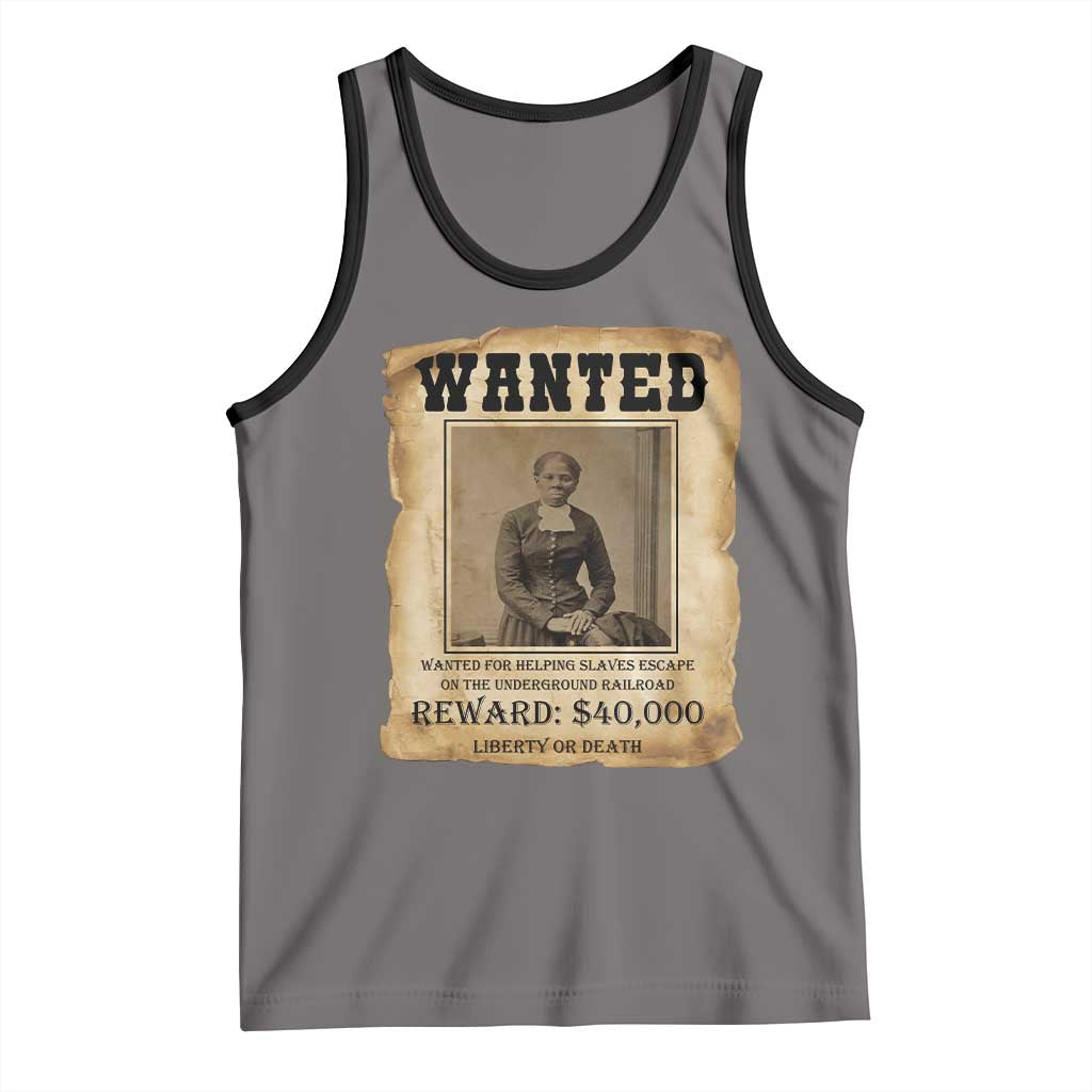 Harriet Tubman Wanted Reward Poster Tank Top Freedom Or Death TS12 Deep Heather Black Print Your Wear