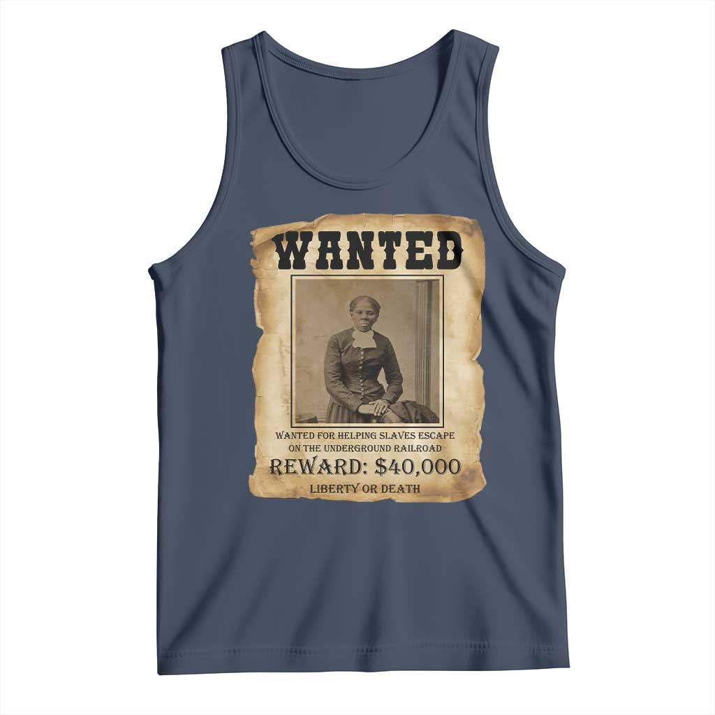 Harriet Tubman Wanted Reward Poster Tank Top Freedom Or Death TS12 Navy Print Your Wear