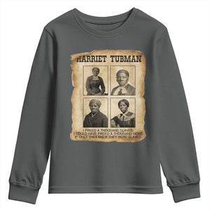 Vintage Harriet Tubman Poster Youth Sweatshirt I Freed A Thousand People TS12 Dark Heather Print Your Wear
