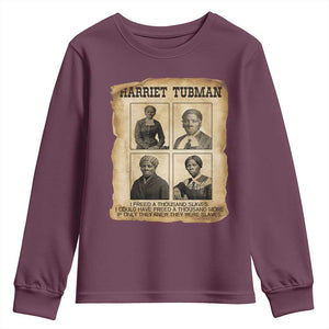 Vintage Harriet Tubman Poster Youth Sweatshirt I Freed A Thousand People TS12 Maroon Print Your Wear