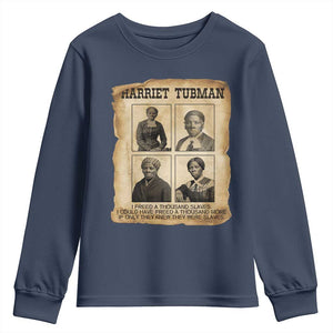 Vintage Harriet Tubman Poster Youth Sweatshirt I Freed A Thousand People TS12 Navy Print Your Wear